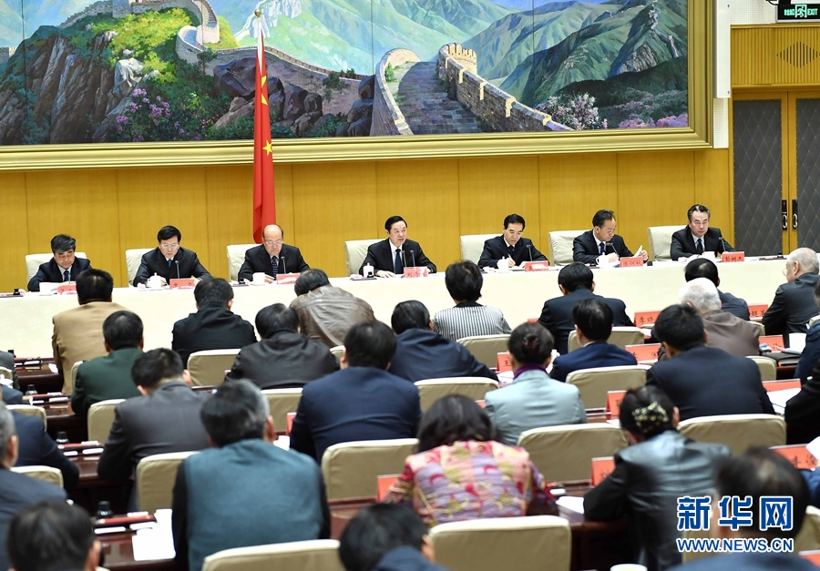 1月13日，中共中央政治局委員、中宣部部長、全國“掃黃打非”工作小組組長劉奇葆在北京出席第三十次全國“掃黃打非”工作電視電話會議。新華社記者 李濤 攝