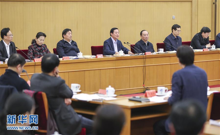 3月17日，中共中央政治局委員、中央書記處書記、中宣部部長劉奇葆在北京出席中華優秀傳統文化傳承發展工作座談會。 新華社記者丁林攝