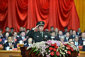 新疆軍區司令員、軍區黨委副書記彭勇向現場與會代表致敬