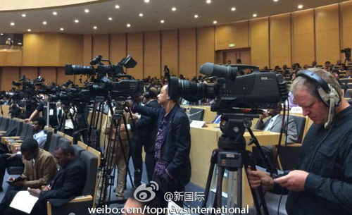 李克強即將在非盟總部發表演講，請柬“一柬難求”。圖片來源：“新國際”微博。