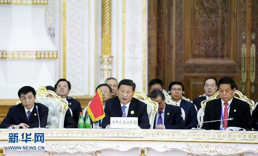 9月12日，上海合作組織成員國元首理事會第十四次會議在塔吉克斯坦首都杜尚別舉行。國家主席習近平出席會議并發(fā)表重要講話。新華社記者鞠鵬攝 