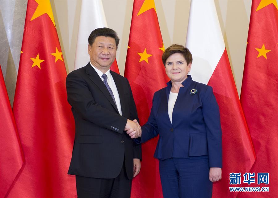 6月20日，國家主席習(xí)近平在華沙會(huì)見波蘭總理希德沃。新華社記者 謝環(huán)馳 攝  