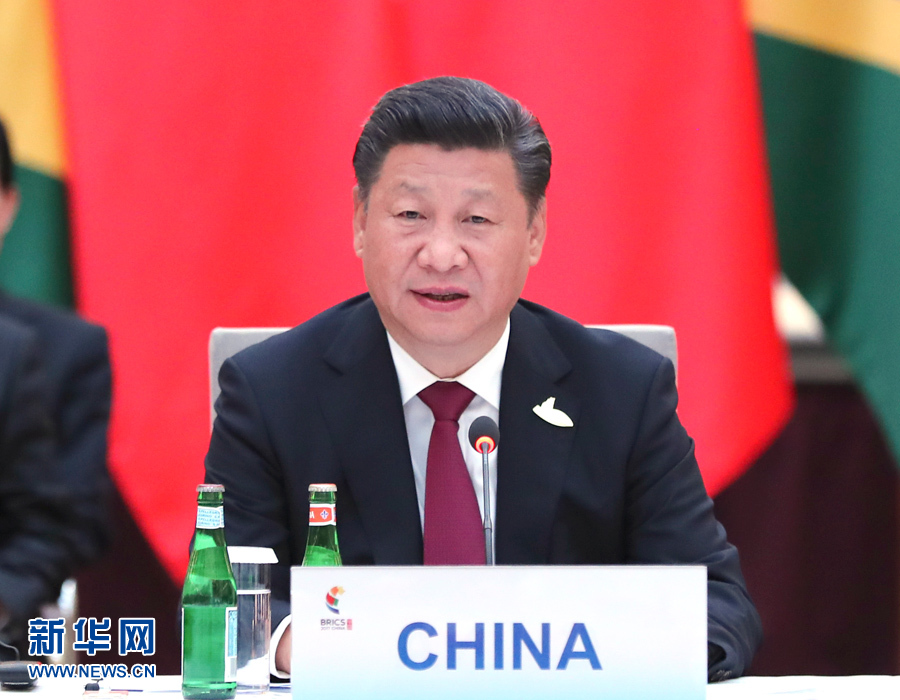 7月7日，國家主席習近平在德國漢堡主持金磚國家領導人非正式會晤，發表引導性講話和總結講話。 新華社記者 馬占成 攝